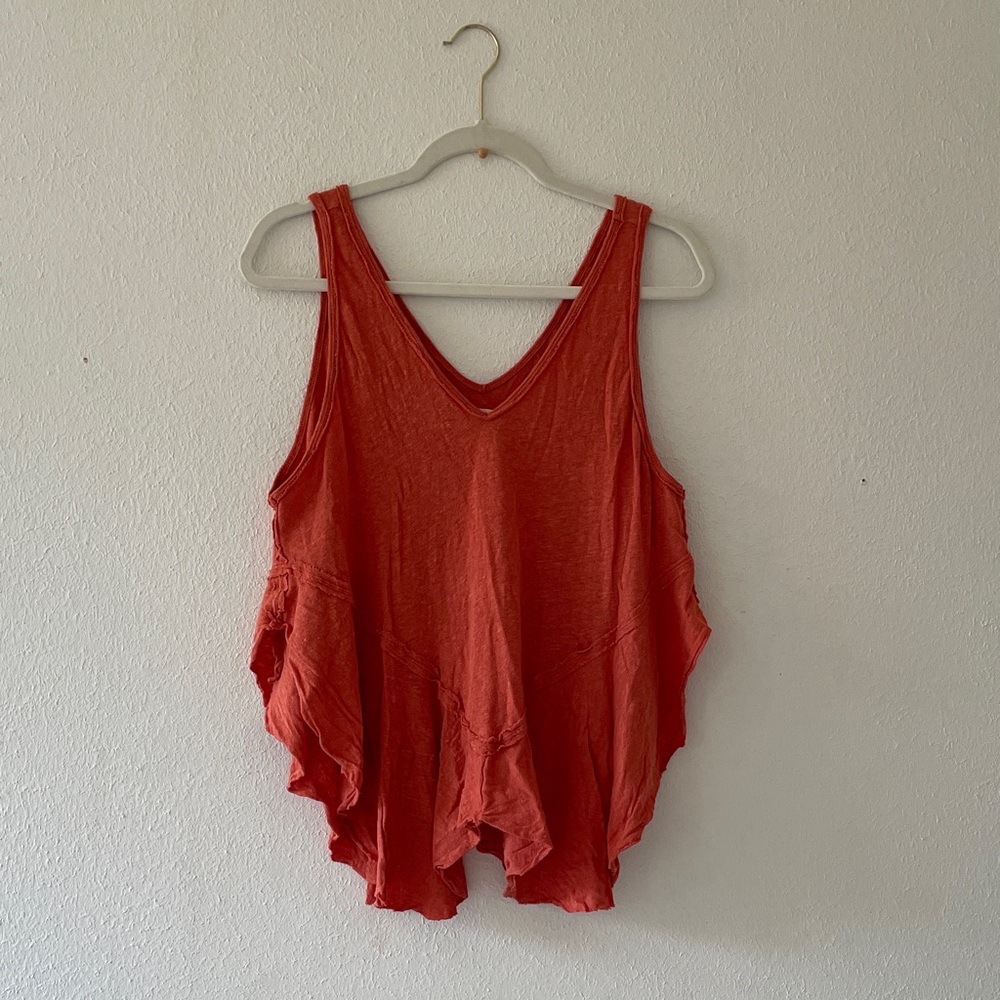 Free People Rosie Tank Drop Waist Linen Blend Top